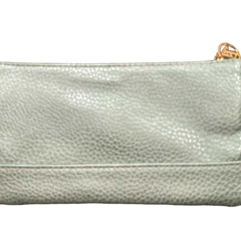 Adrienne Vittadini Sage green Pebble leather Two Zip Pocket Wristlet EUC - Picture 2 of 4